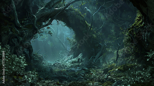 3D depiction of a mythical creatures landscape