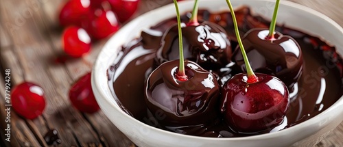 Dark chocolate and cherry dessert photo