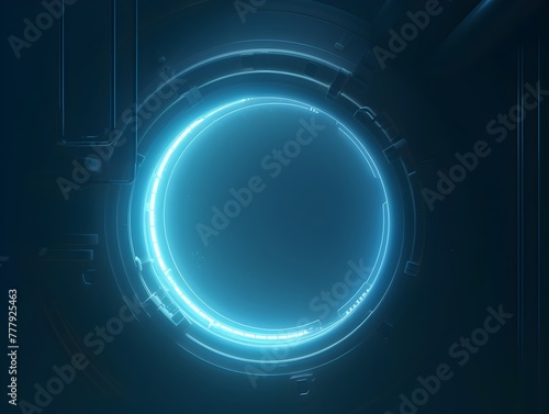Mesmerizing Futuristic Neon Glowing Circular Portal with Matrix Background