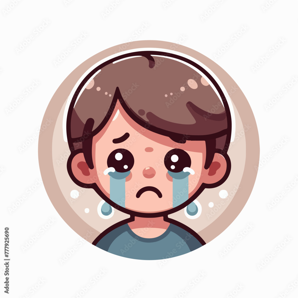 Vector image of a crying child