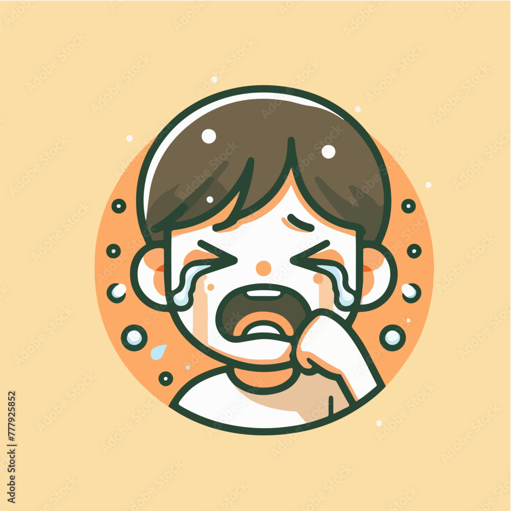Obraz premium Vector image of a crying child