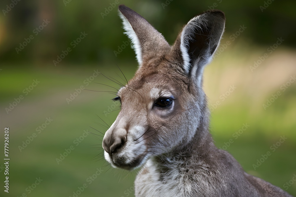 Fototapeta premium Image Close up portrait highlighting kangaroos distinctive features