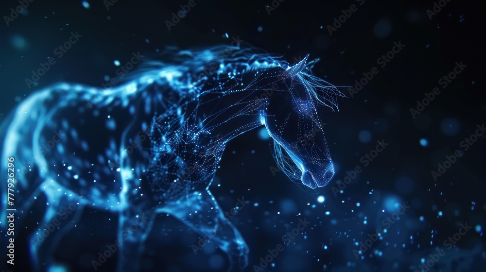 Blue animal in the space with stars and nebula. 3d rendering Blue animal in the space with stars and nebula. 3d rendering