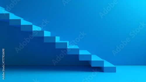 Blue stair step to growth success, render, progress way and forward achievement creative concept,