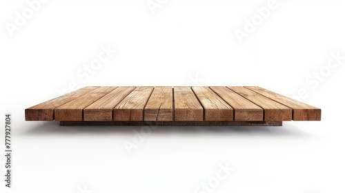 Wood table top on white background