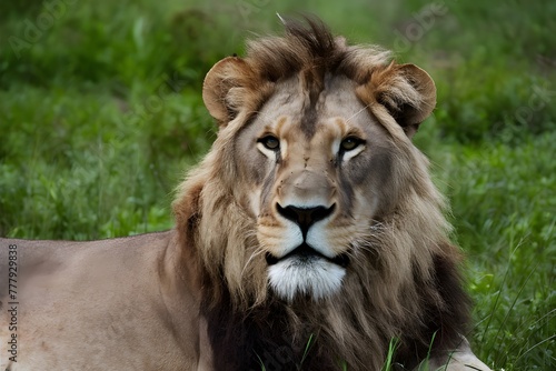 Majestic lion stares at camera  epitomizing beauty in nature