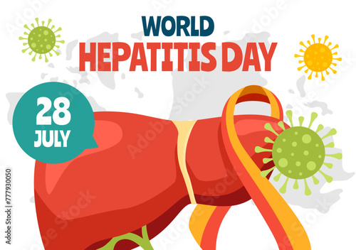Hepatitis Day Social Media Background Flat Cartoon Hand Drawn Templates Illustration