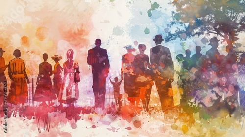 Celebrating juneteenth and african american liberation day. American holiday, celebrated in June 19. Water color style