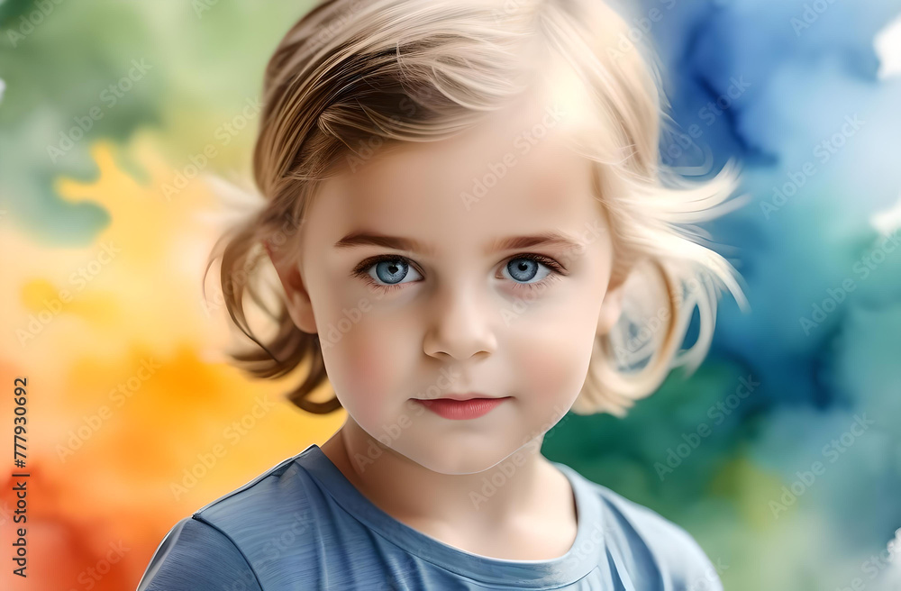 A small child in close-up. A cute child is looking at the camera A small child in close-up. A cute child is looking at the camera