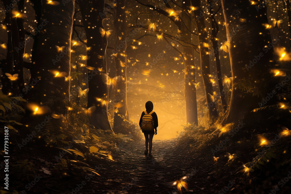 Firefly in the forest.
