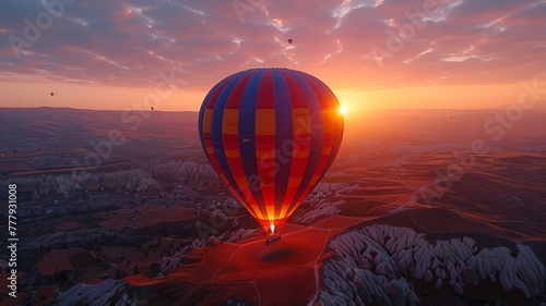 The sky is full of balloons in the morning. photo