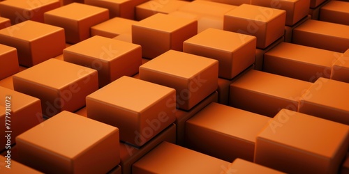 A close up of a large pile of orange bricks. Generative AI. photo
