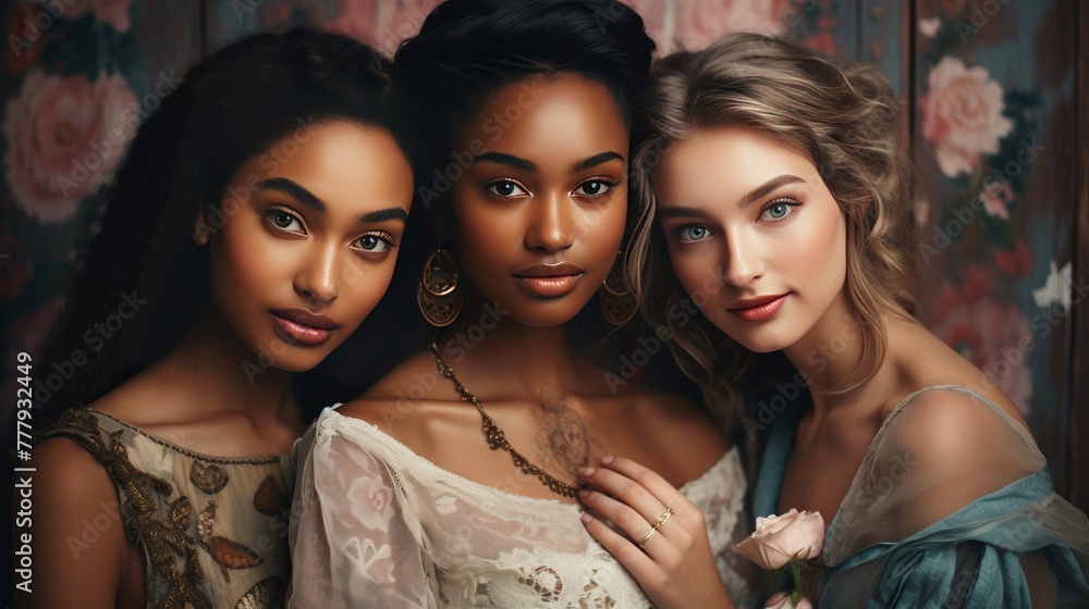 Three multicultural girls together