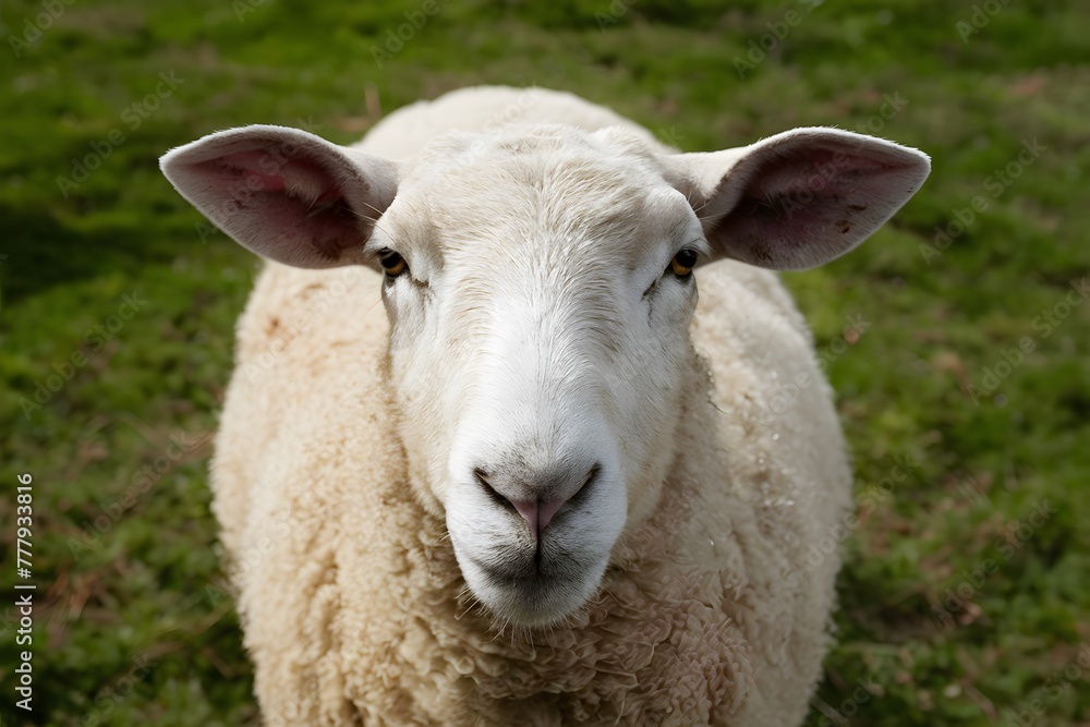 Pic Close up shot captures sheeps curious gaze in farm setting