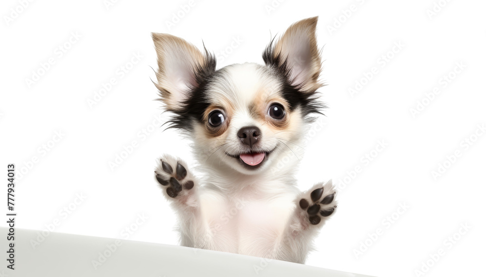 playful chihuahua puppy isolated on transparent background cutout
