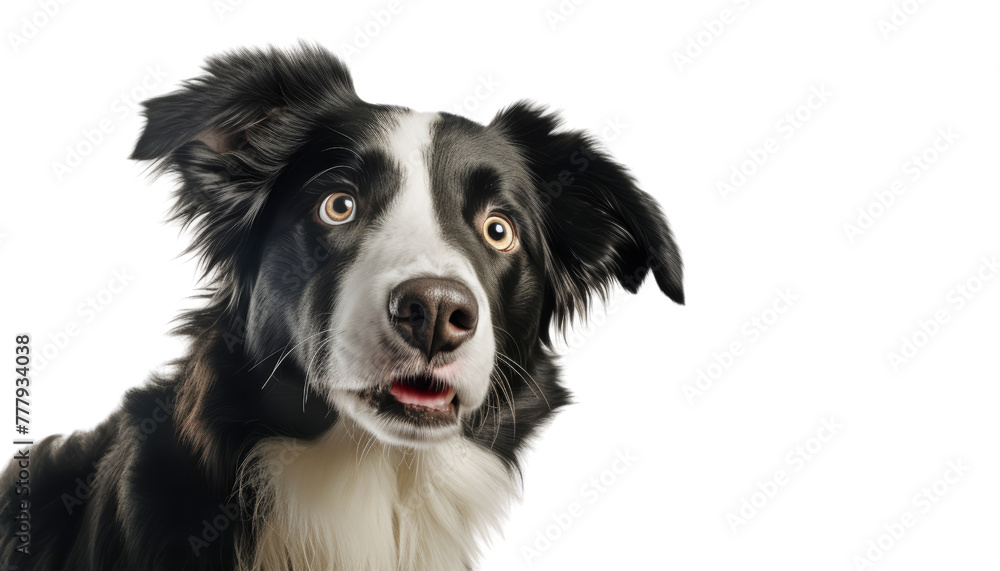 border collie dog stunning face isolated on transparent background cutout