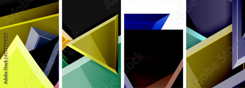 Triangle composition poster background set for wallpaper  business card  cover  poster  banner  brochure  header  website