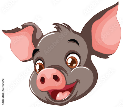 Vector graphic of a happy, smiling piglet