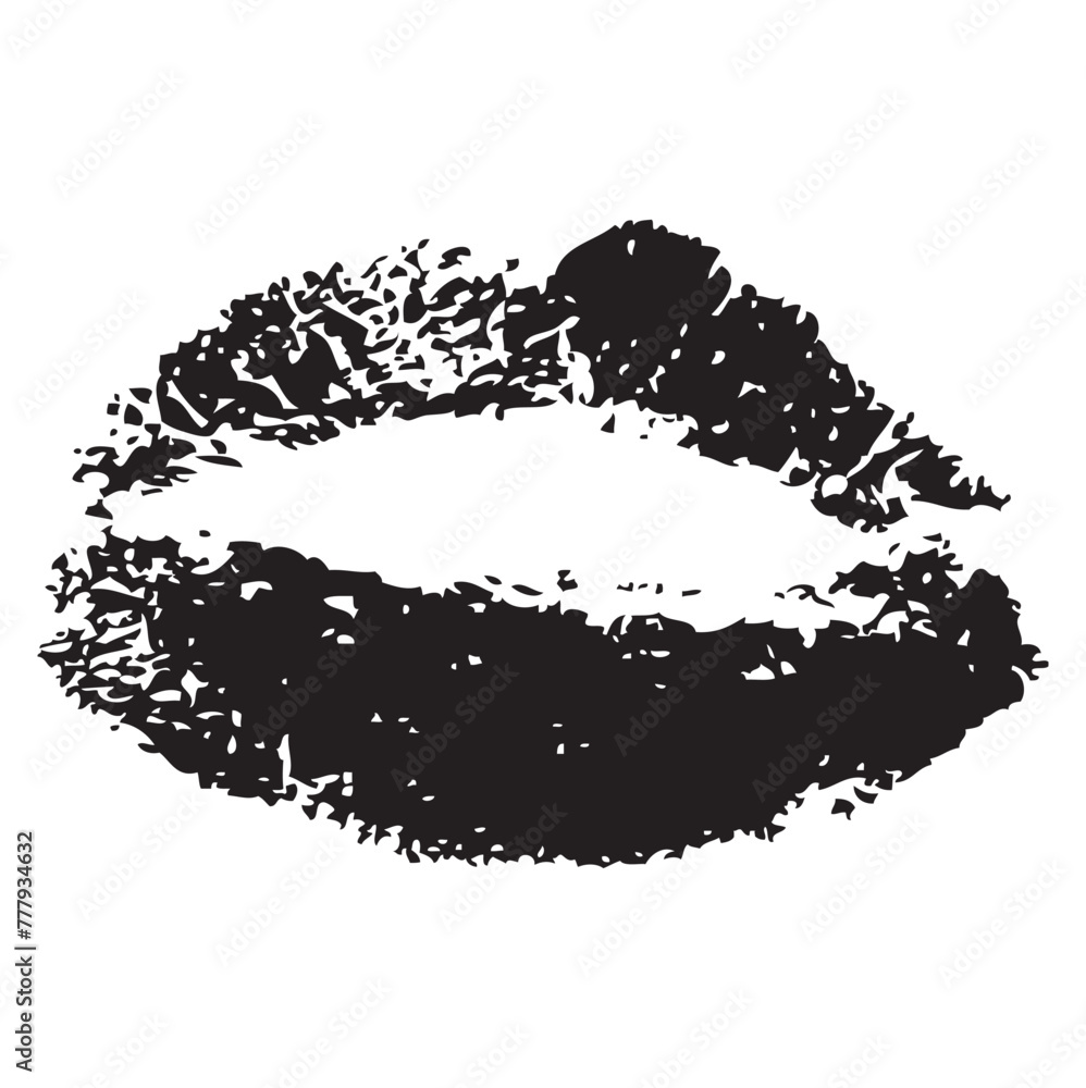 Black lipstick kiss on white background. Imprint of the lips. Kiss mark vector illustration Black lipstick kiss on white background. Imprint of the lips. Kiss mark vector illustration