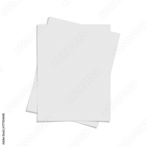two sheets of blank white paper stacked on a white background for brand identity mockup