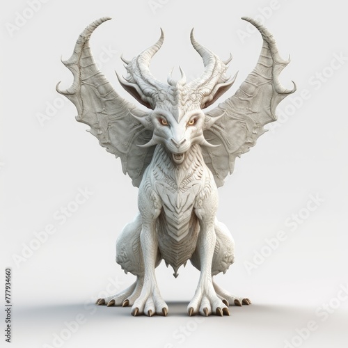 3D rendering of a fantasy dragon isolated on a white background.