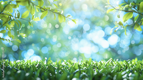 green grass with the sun shining through the leaves blur background,earth Day or enviroment protection help save the world