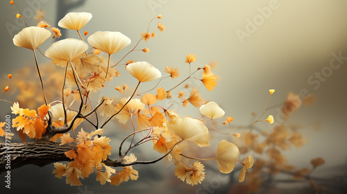 Chinese Ginkgo blur nature background 

