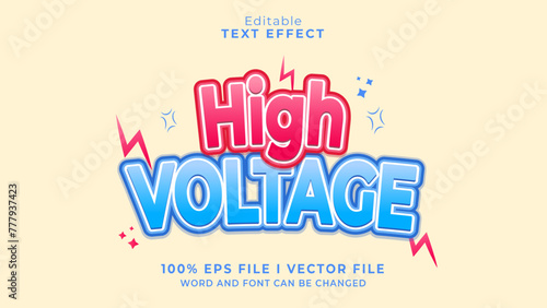 editable high voltage text effect.typhography logo