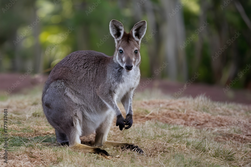 StockImage Wild wallaby captured in its natural habitat, showcasing Australian wildlife