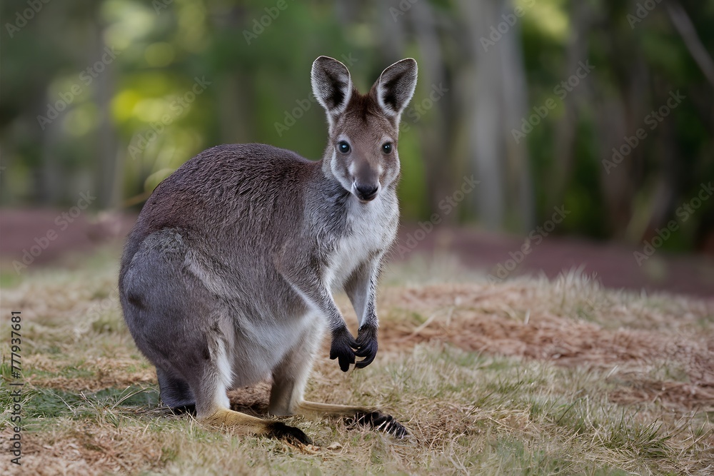 StockImage Wild wallaby captured in its natural habitat, showcasing Australian wildlife StockImage Wild wallaby captured in its natural habitat, showcasing Australian wildlife