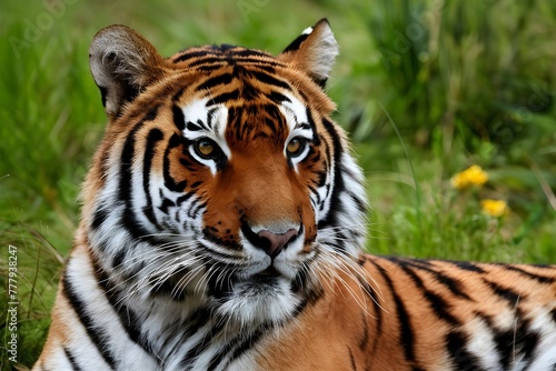 StockPhoto Close up portrait showcases Bengal tigers majestic presence in wild © Muhammad Ishaq