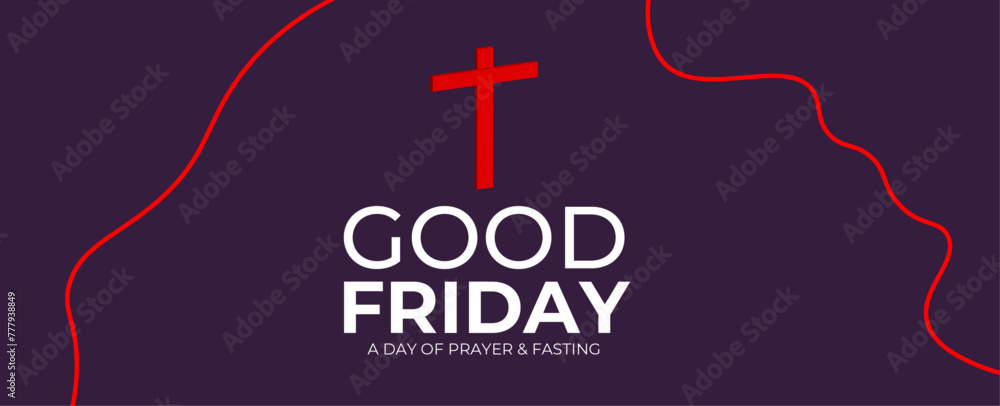 Obraz premium good friday, it is finished text banner with Cross crucifix on hill and bird flying at sunset for good friday. banner, cover, poster, flyer, card, website, brochure. vector illustration