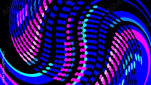Abstract background of colorful wave arches. Wave lines of various colors  including black  blue  pink  turquoise and purple 