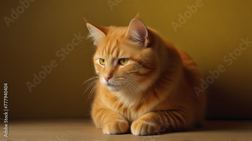 A sorrowful ginger cat, the very essence of melancholy and isolation captured in its averted eyes and hunched posture. This stirring depiction is a photograph, golden