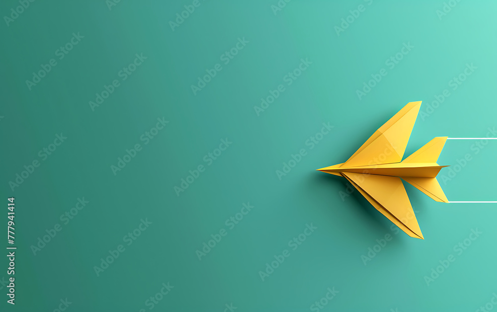 Solution concept with small yellow paper plane with copy space for text, illustration plain background Business innovative. generative ai Solution concept with small yellow paper plane with copy space for text, illustration plain background Business innovative. generative ai