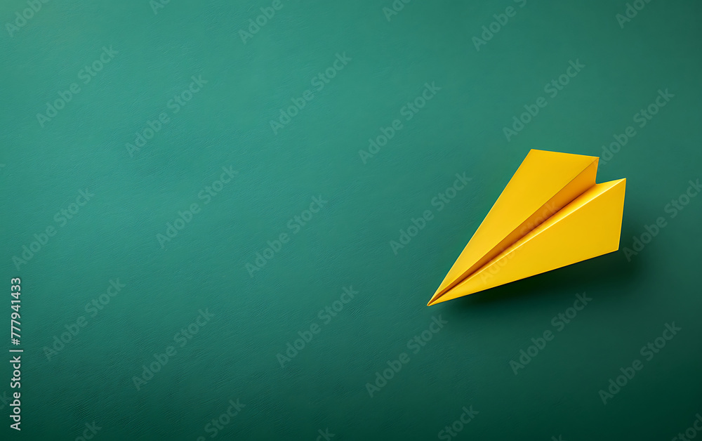 Solution concept with small yellow paper plane with copy space for text, illustration plain background Business innovative. generative ai Solution concept with small yellow paper plane with copy space for text, illustration plain background Business innovative. generative ai