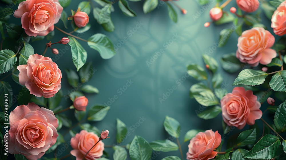 Set of floral branch. Flower pink rose, green leaves. Wedding concept with flowers. Floral poster, invite. Vector arrangements for greeting card or invitation design.