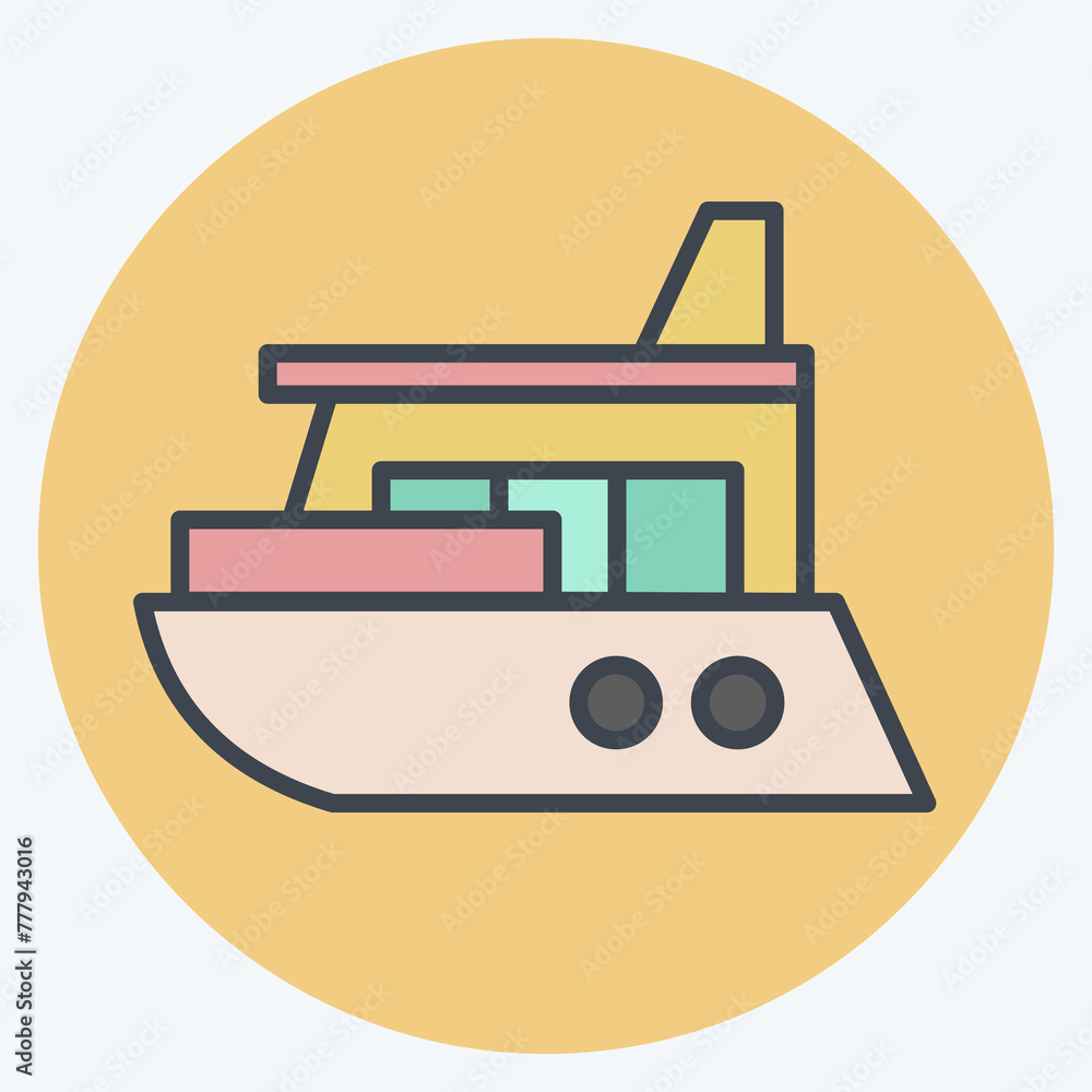 Icon Yacht. related to Diving symbol. color mate style. simple design illustration Icon Yacht. related to Diving symbol. color mate style. simple design illustration