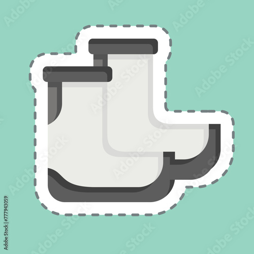 Sticker line cut Boots. related to Diving symbol. simple design illustration