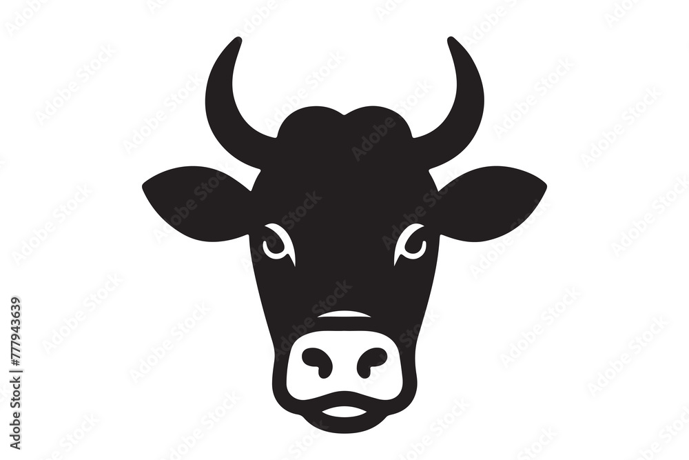 Cow head vector silhouette, Vector of cow head design, Cow silhouette design Cow head vector silhouette, Vector of cow head design, Cow silhouette design