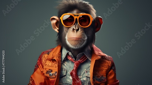 View of funny monkey in human clothing © MOUISITON