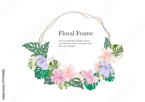 Beautiful decorative flower frame banner on white background ep04 photo