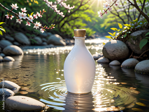 Japanese saki photography in sakura background photo