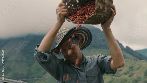 A Man Pouring Coffee Beans