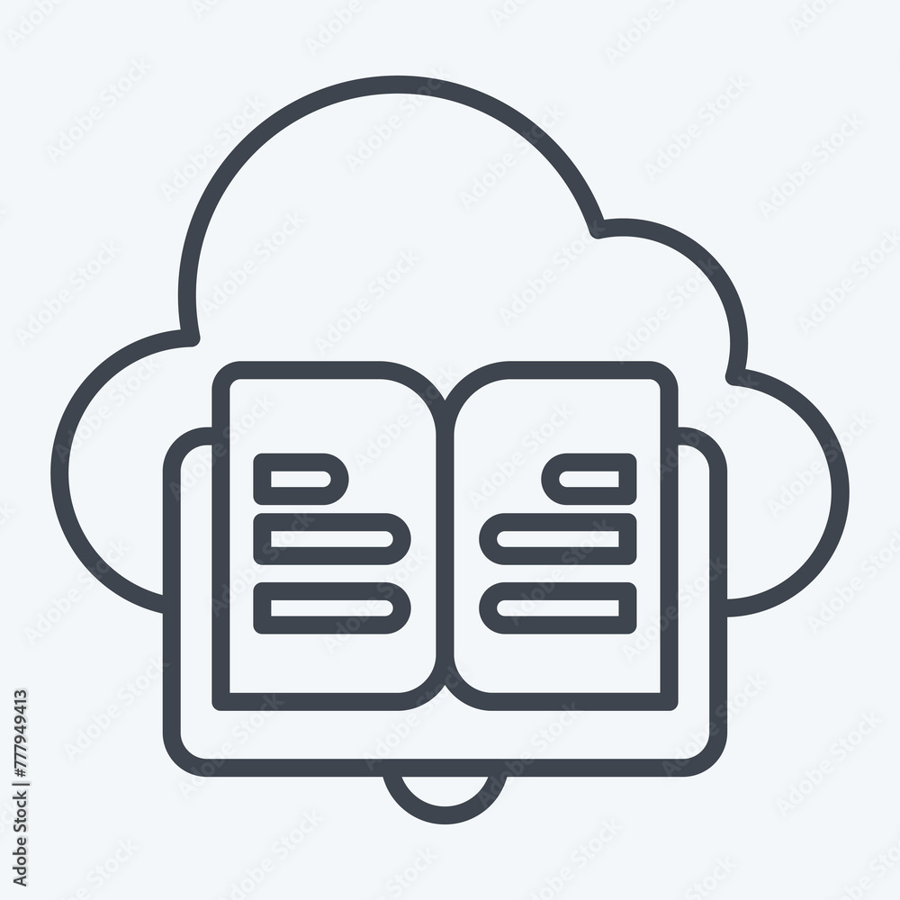 Icon Cloud Book. related to Learning symbol. line style. simple design illustration Icon Cloud Book. related to Learning symbol. line style. simple design illustration