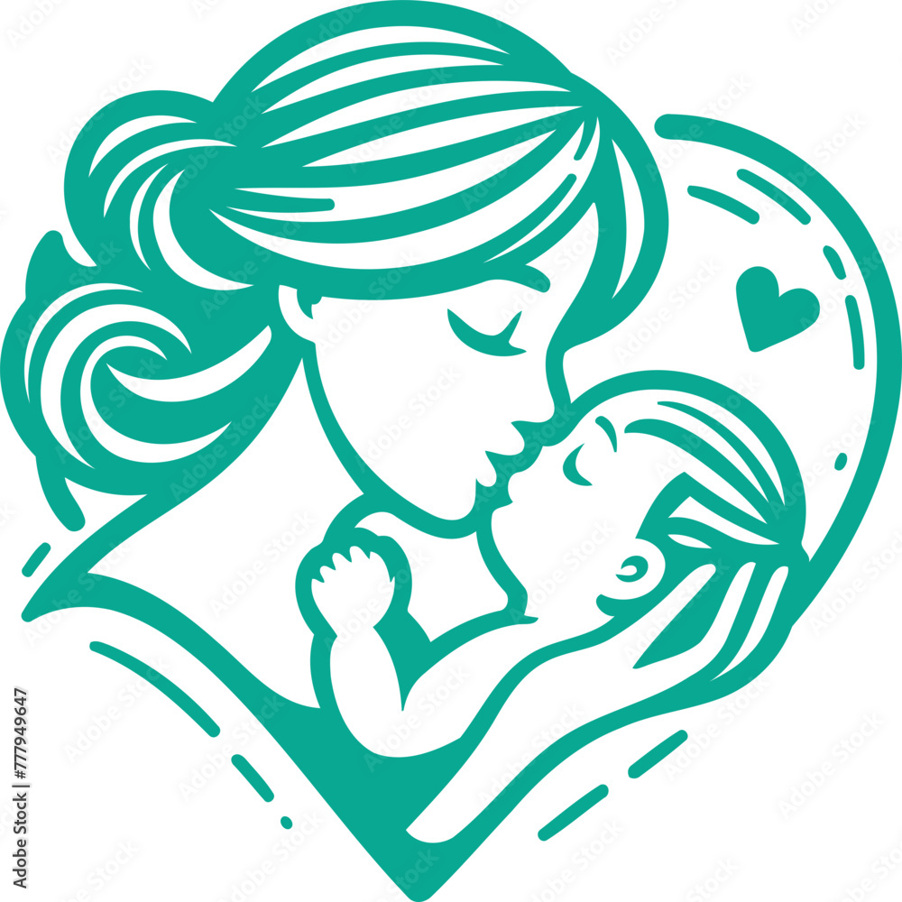 mother and baby vector