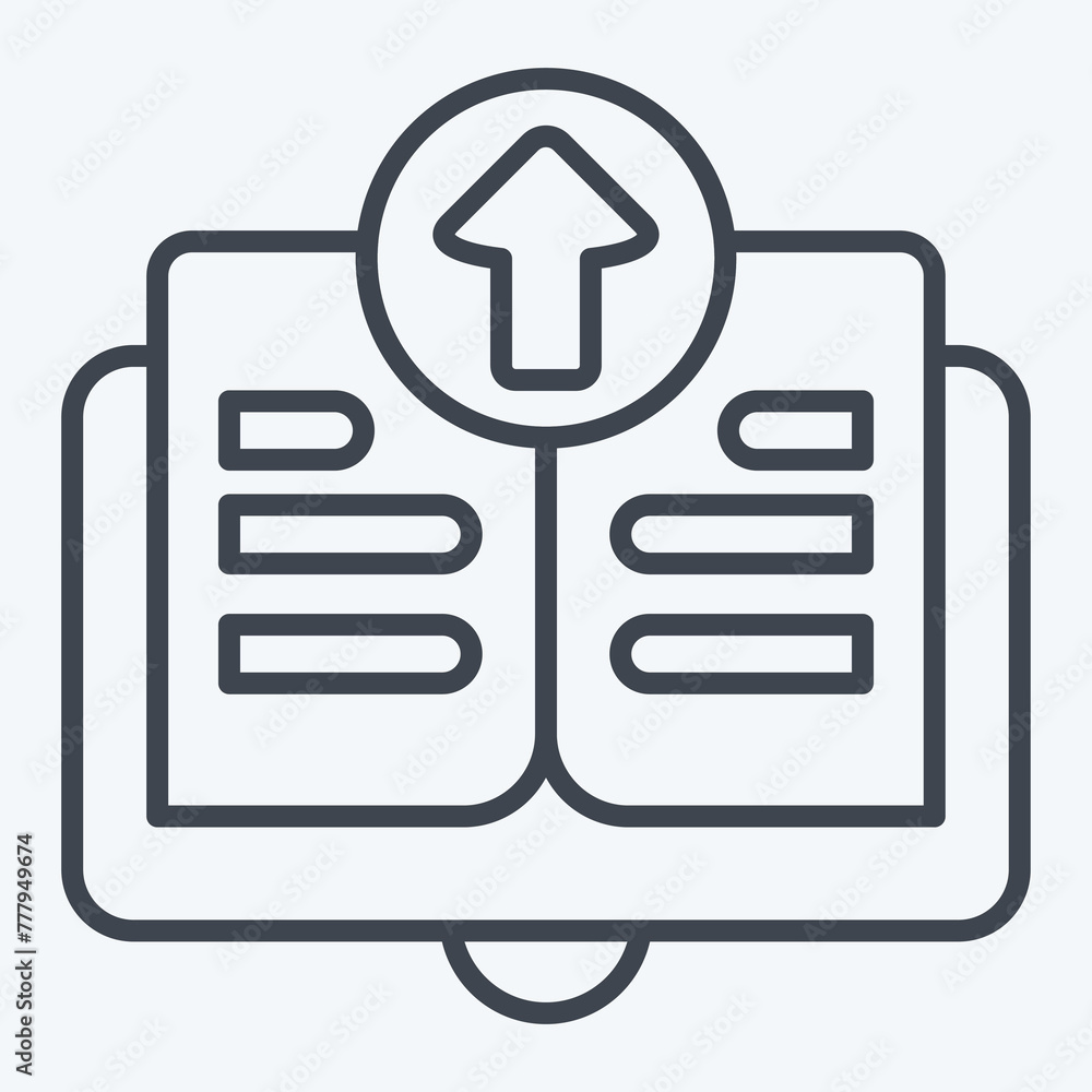 Icon Upload Book. related to Learning symbol. line style. simple design illustration Icon Upload Book. related to Learning symbol. line style. simple design illustration