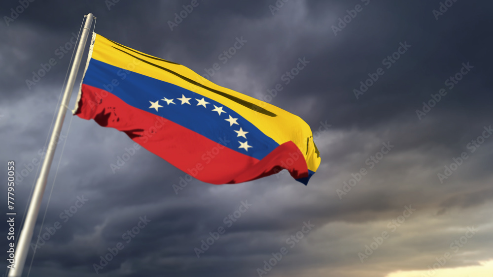 nice Venezuela flag on massive dark clouds bg - abstract 3D rendering nice Venezuela flag on massive dark clouds bg - abstract 3D rendering