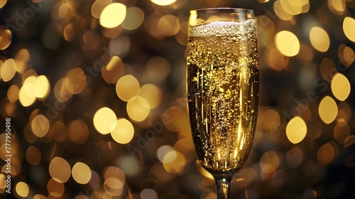 Effervescent Gleaming Glass of Champagne Against a Backdrop of Luminous Splendor