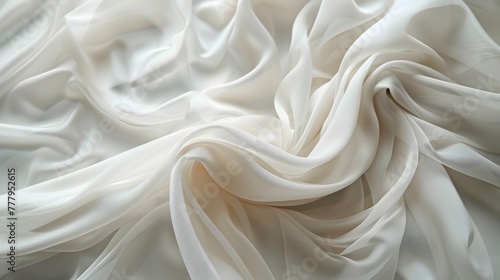 Exquisite Flowing White Fabric Textures Evoking Graceful Movement and Delicate Elegance